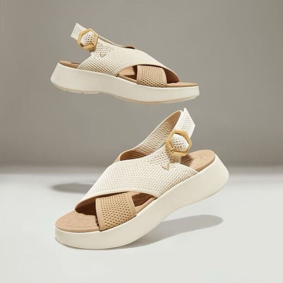 VIVAIA AdaptAll™ Sport Sandals (Kara) Cream Criss Cross Anti Slip Lightweight - Picture 9 of 9
